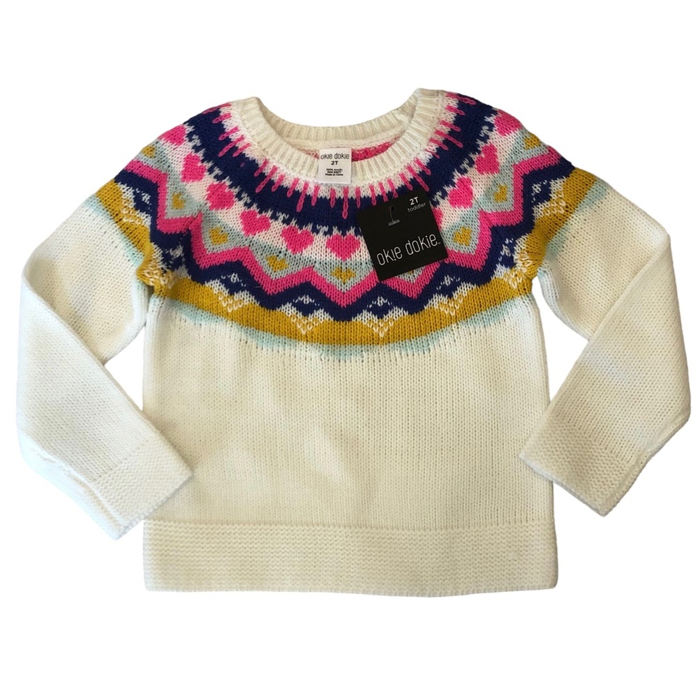 Okie Dokie Cream Sweater Decorative Neckline size 2T
